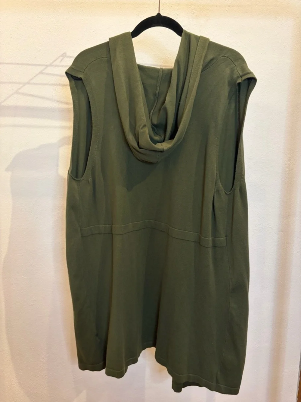 Cyrus Olive Green Hooded Sleeveless Cardigan - Picture 2 of 5
